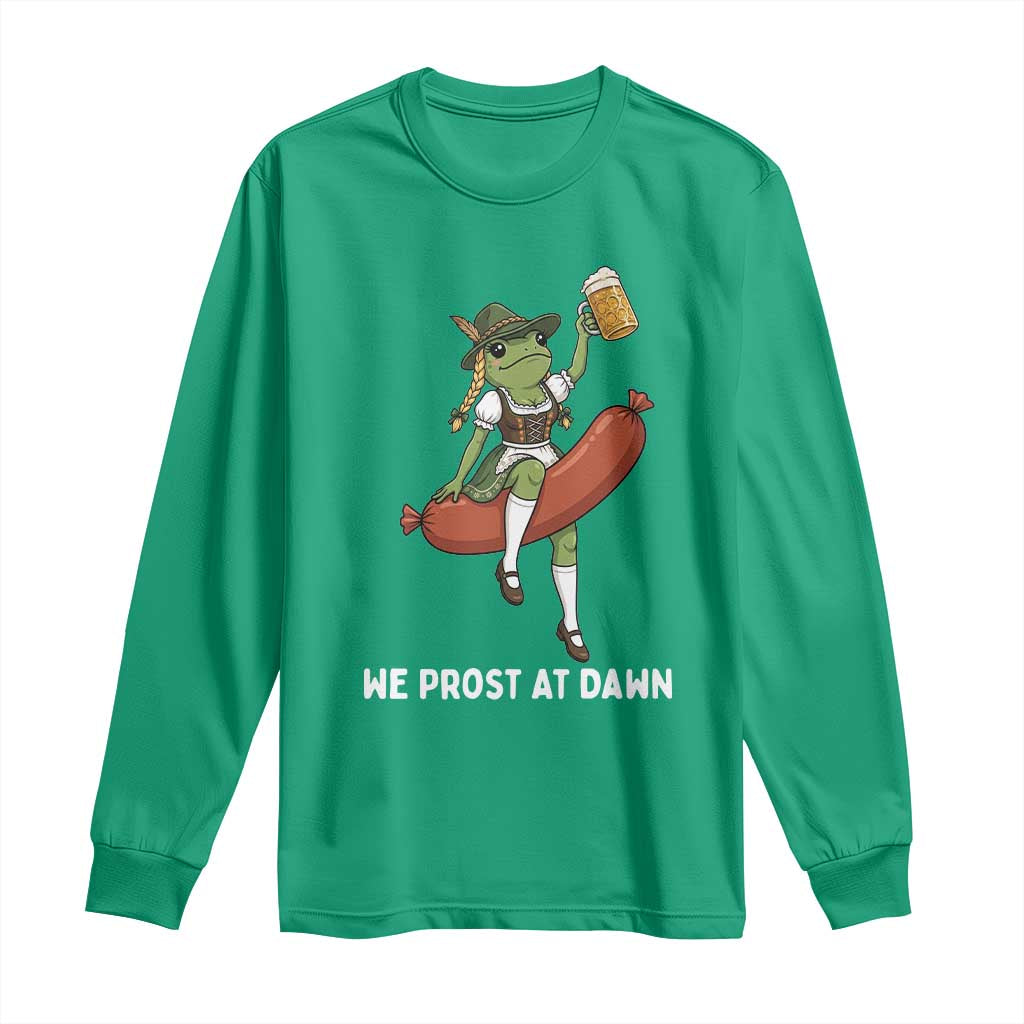 Funny Oktoberfest Frog Long Sleeve Shirt We Prost At Dawn Dirndl Sausage Beer Lover