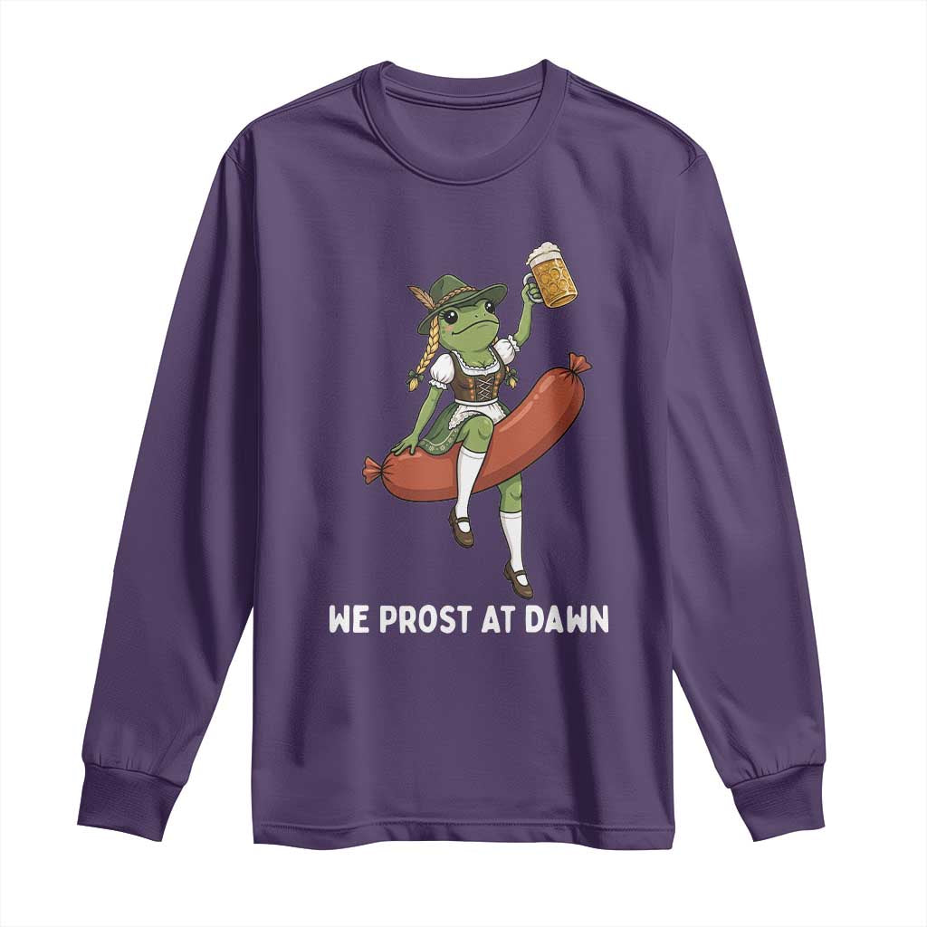 Funny Oktoberfest Frog Long Sleeve Shirt We Prost At Dawn Dirndl Sausage Beer Lover