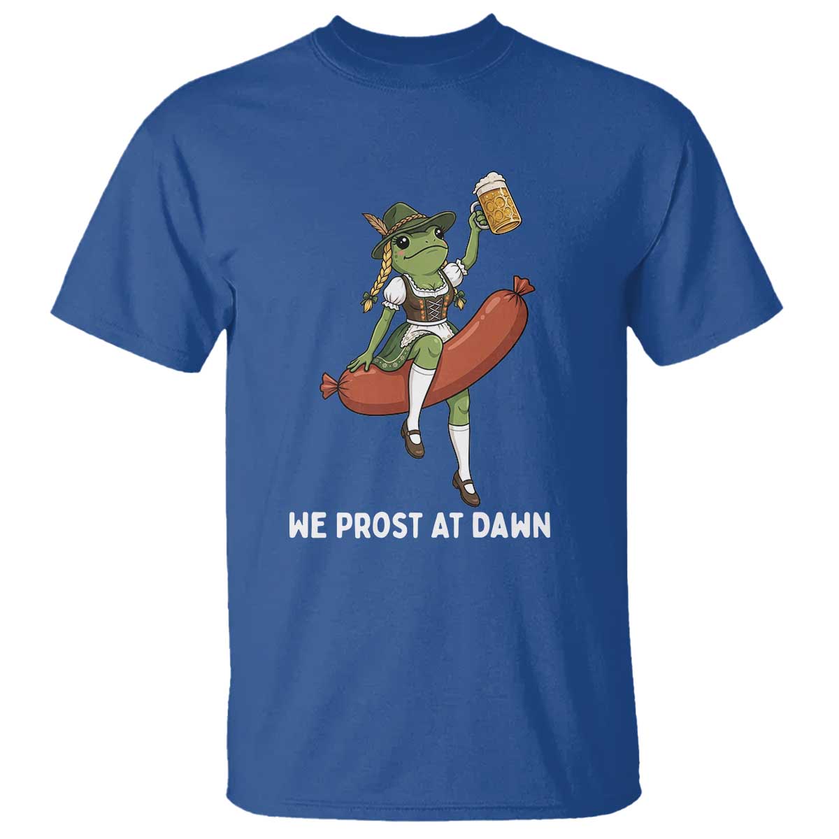 Funny Oktoberfest Frog T Shirt We Prost At Dawn Dirndl Sausage Beer Lover