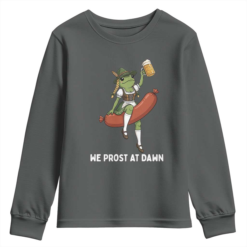 Funny Oktoberfest Frog Youth Sweatshirt We Prost At Dawn Dirndl Sausage Beer Lover