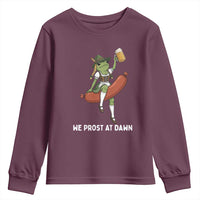 Funny Oktoberfest Frog Youth Sweatshirt We Prost At Dawn Dirndl Sausage Beer Lover