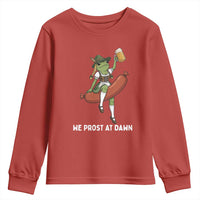 Funny Oktoberfest Frog Youth Sweatshirt We Prost At Dawn Dirndl Sausage Beer Lover