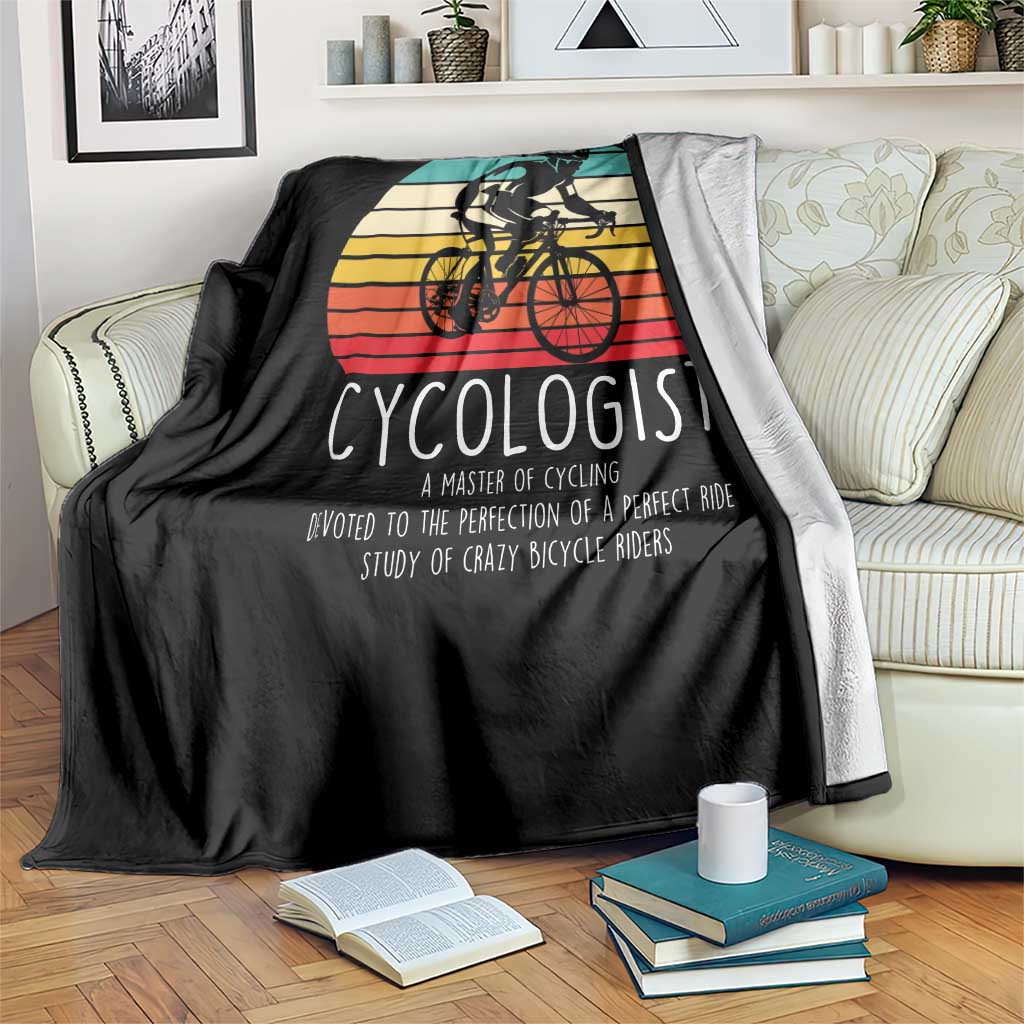 Cycologist Definition Throw Blanket Vintage Bicycle Rider Cycling Gift