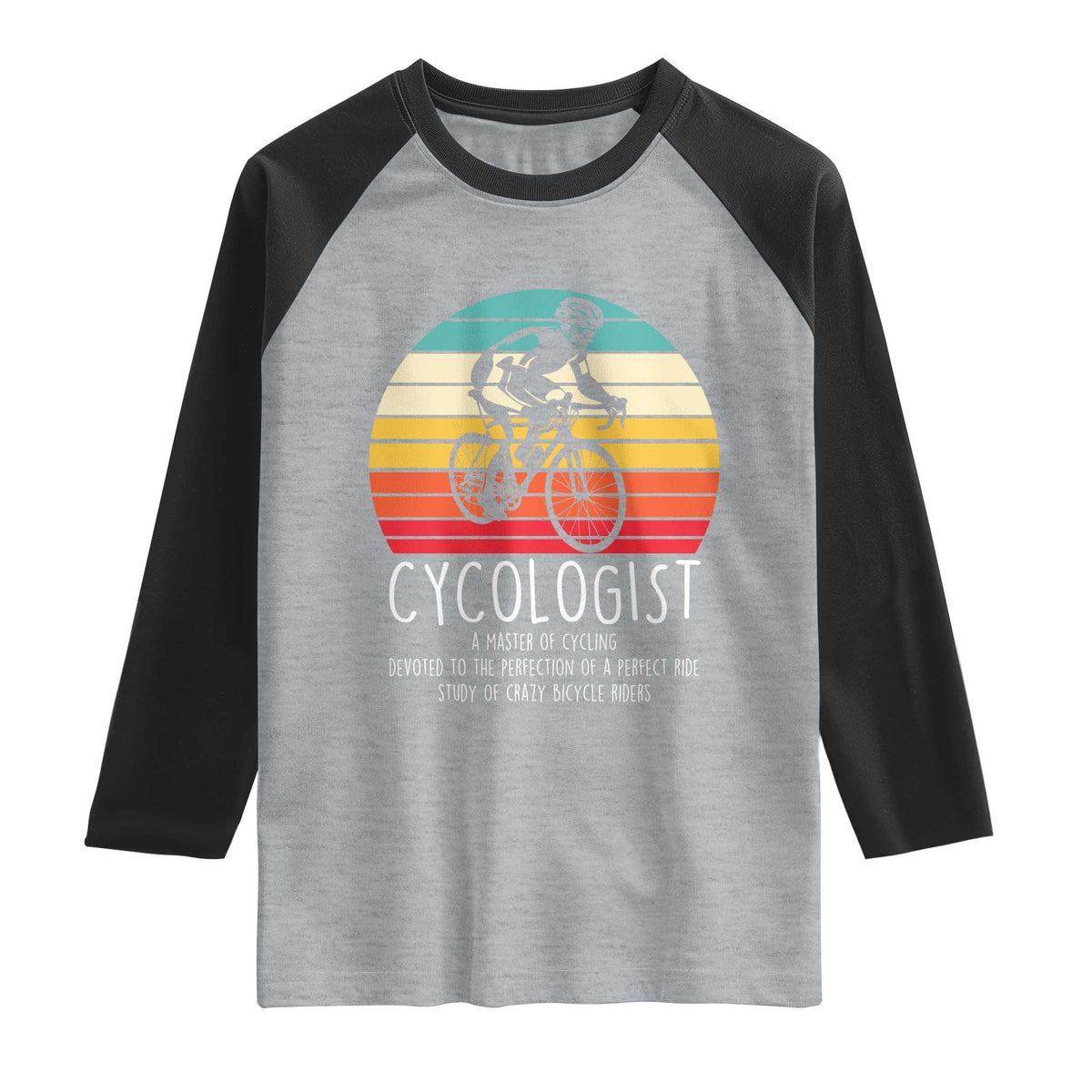 Cycologist Definition Raglan Shirt Vintage Bicycle Rider Cycling Gift