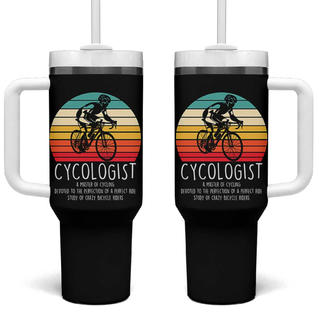 Cycologist Definition Tumbler With Handle Vintage Bicycle Rider Cycling Gift