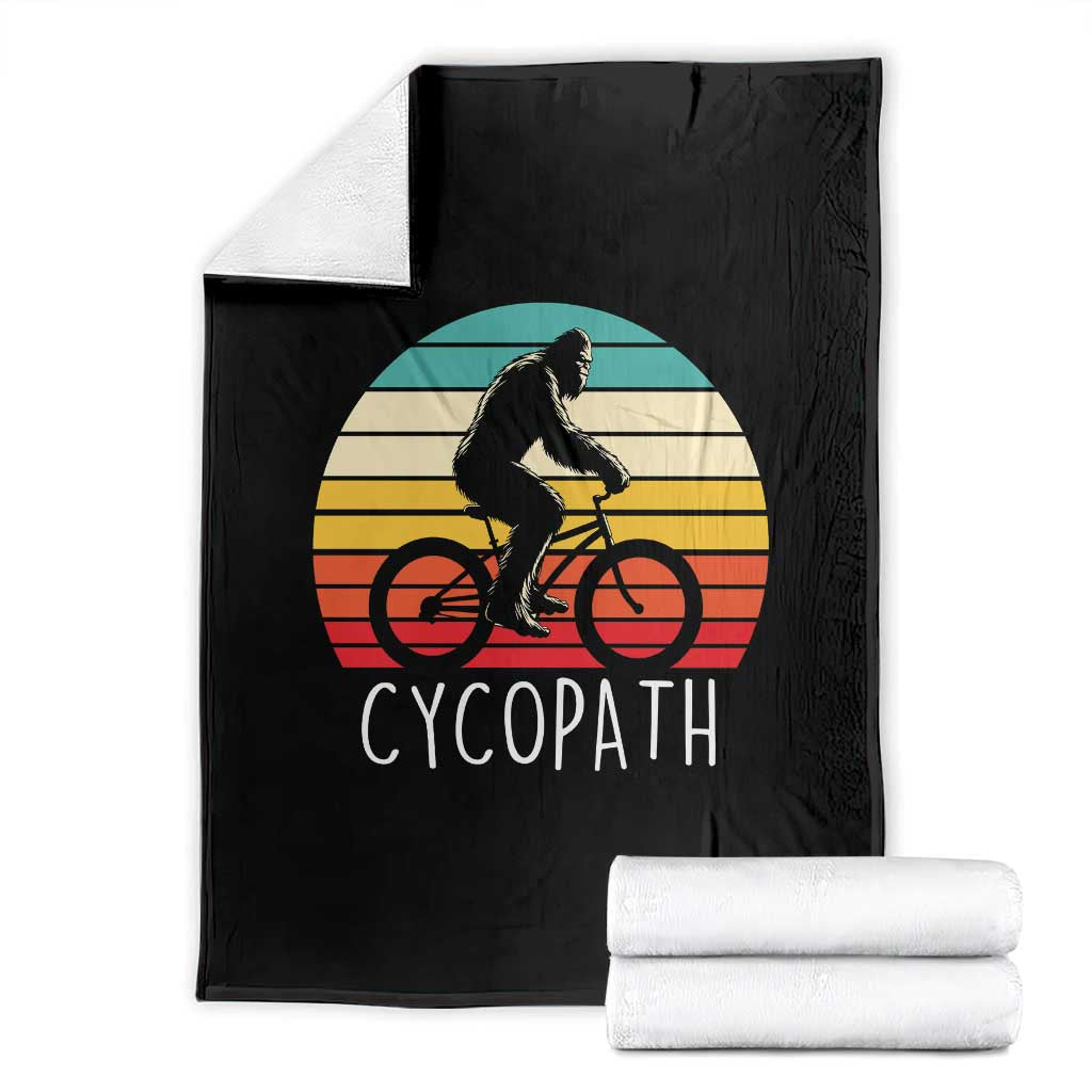 Cycopath Bigfoot Riding Bike Throw Blanket Funny Bigfoot Cyclist Bicycle Gift