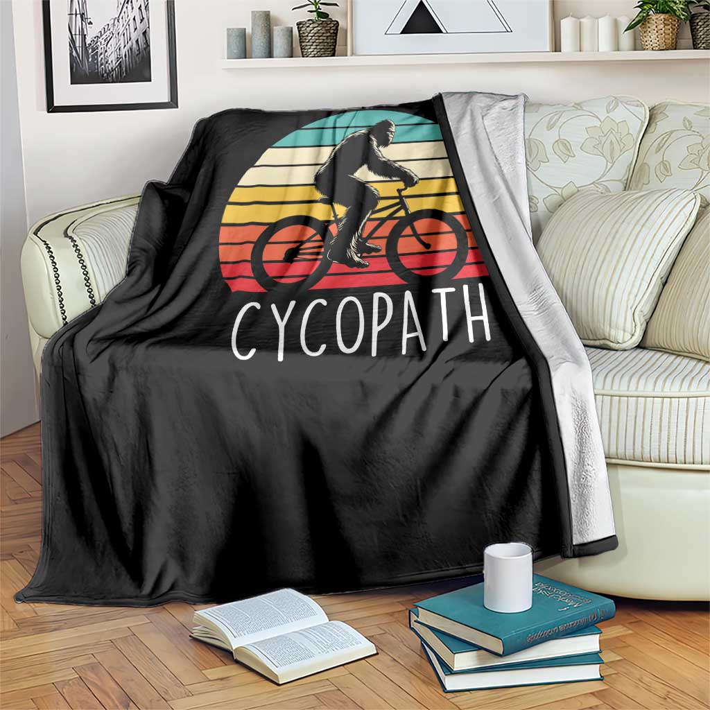 Cycopath Bigfoot Riding Bike Throw Blanket Funny Bigfoot Cyclist Bicycle Gift