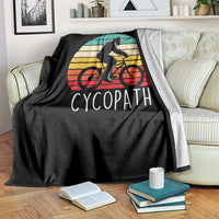 Cycopath Bigfoot Riding Bike Throw Blanket Funny Bigfoot Cyclist Bicycle Gift