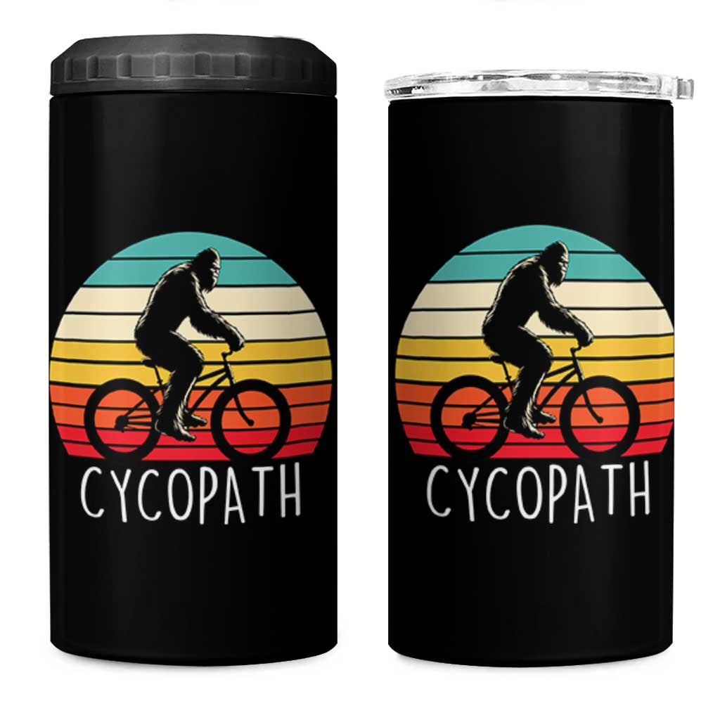 Cycopath Bigfoot Riding Bike 4 in 1 Can Cooler Tumbler Funny Bigfoot Cyclist Bicycle Gift