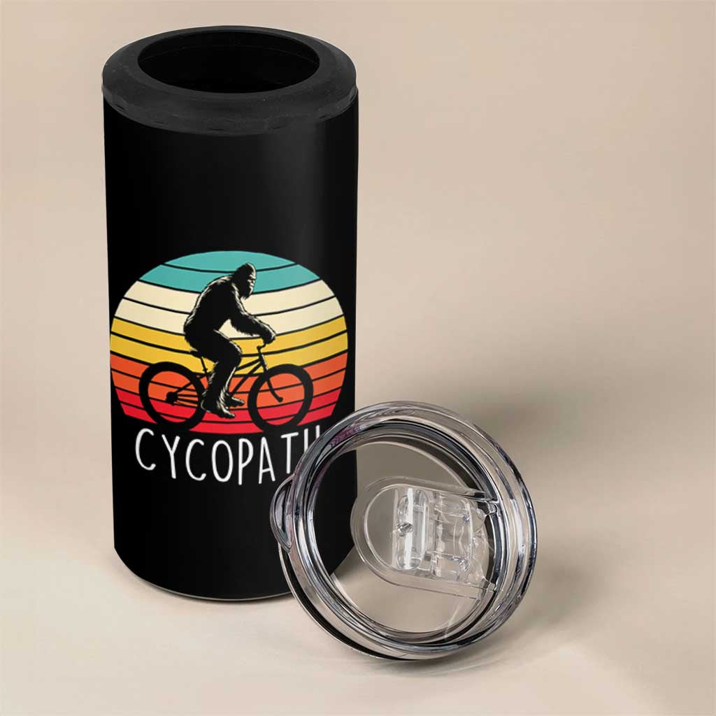 Cycopath Bigfoot Riding Bike 4 in 1 Can Cooler Tumbler Funny Bigfoot Cyclist Bicycle Gift