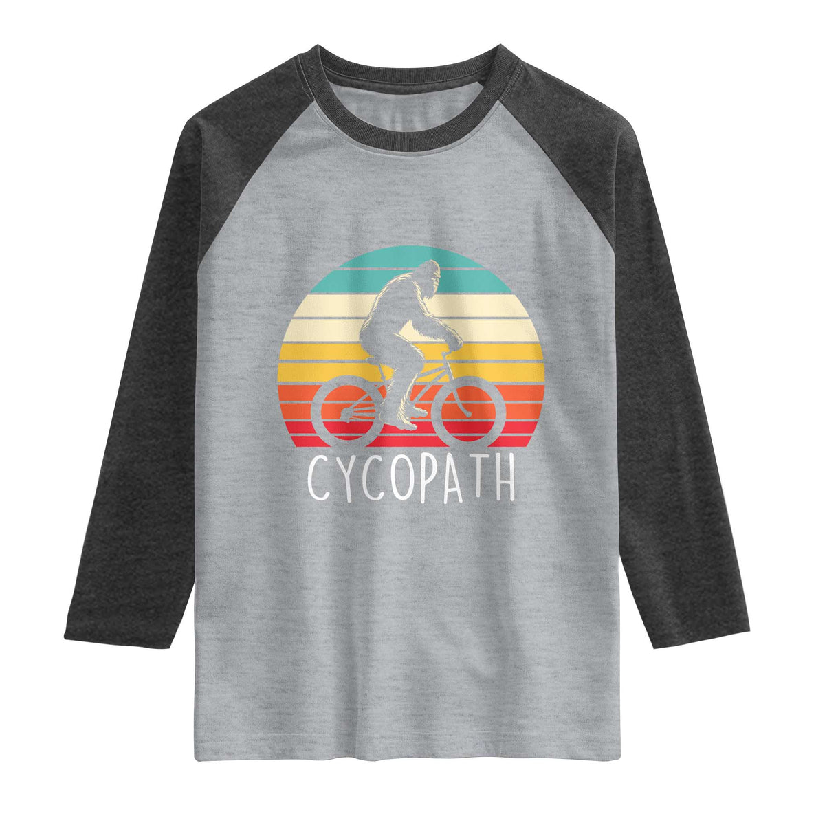 Cycopath Bigfoot Riding Bike Raglan Shirt Funny Bigfoot Cyclist Bicycle Gift