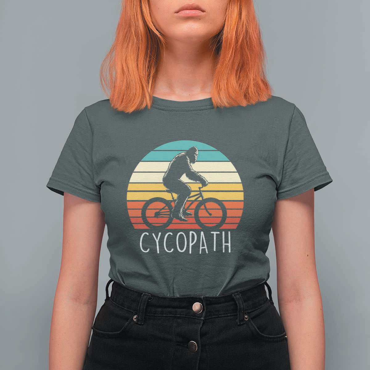 Cycopath Bigfoot Riding Bike T Shirt For Women Funny Bigfoot Cyclist Bicycle Gift