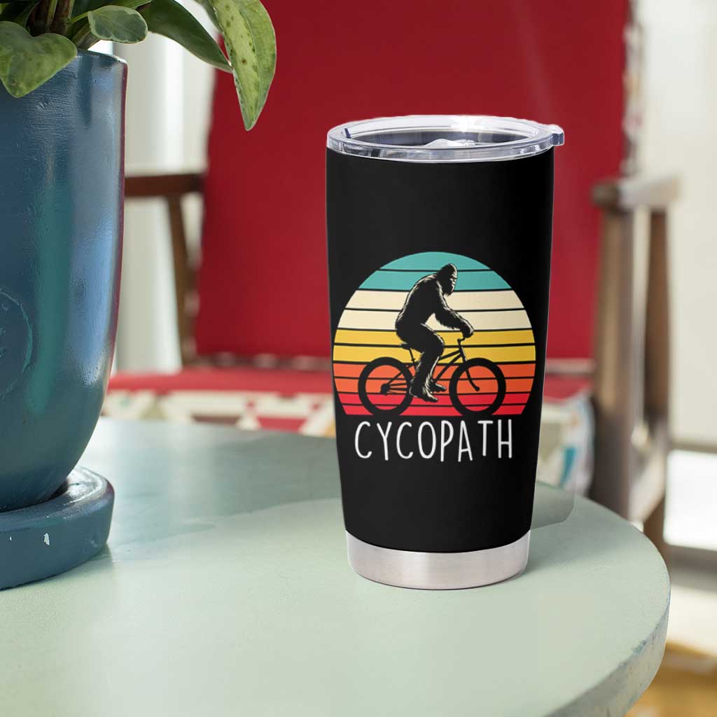 Cycopath Bigfoot Riding Bike Tumbler Cup Funny Bigfoot Cyclist Bicycle Gift