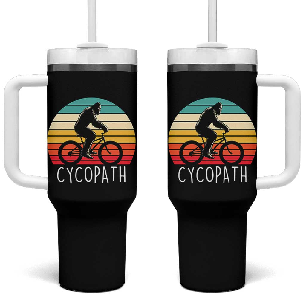 Cycopath Bigfoot Riding Bike Tumbler With Handle Funny Bigfoot Cyclist Bicycle Gift