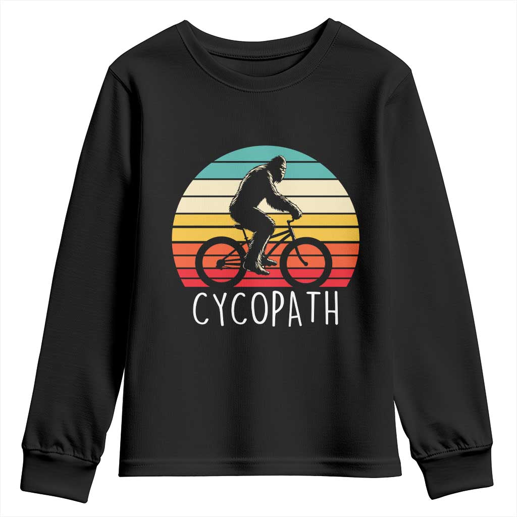 Cycopath Bigfoot Riding Bike Youth Sweatshirt Funny Bigfoot Cyclist Bicycle Gift