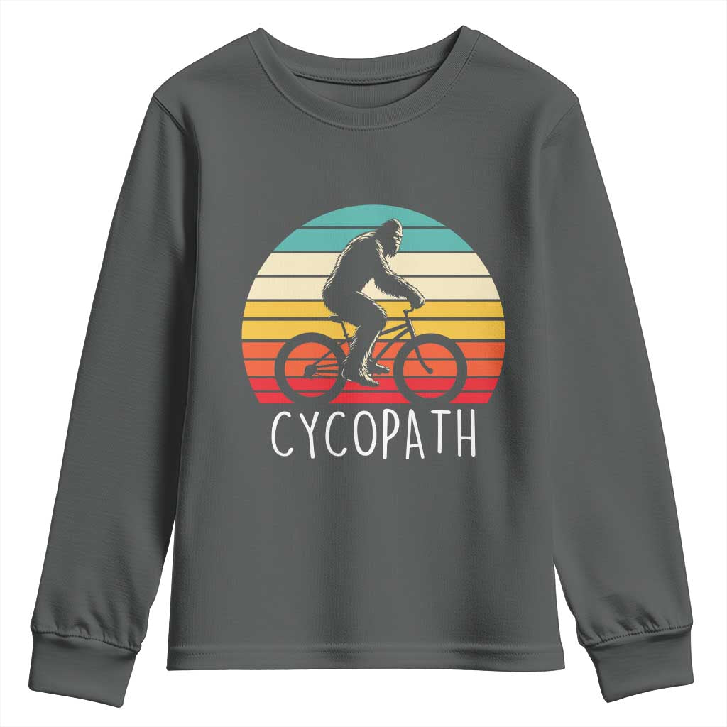 Cycopath Bigfoot Riding Bike Youth Sweatshirt Funny Bigfoot Cyclist Bicycle Gift