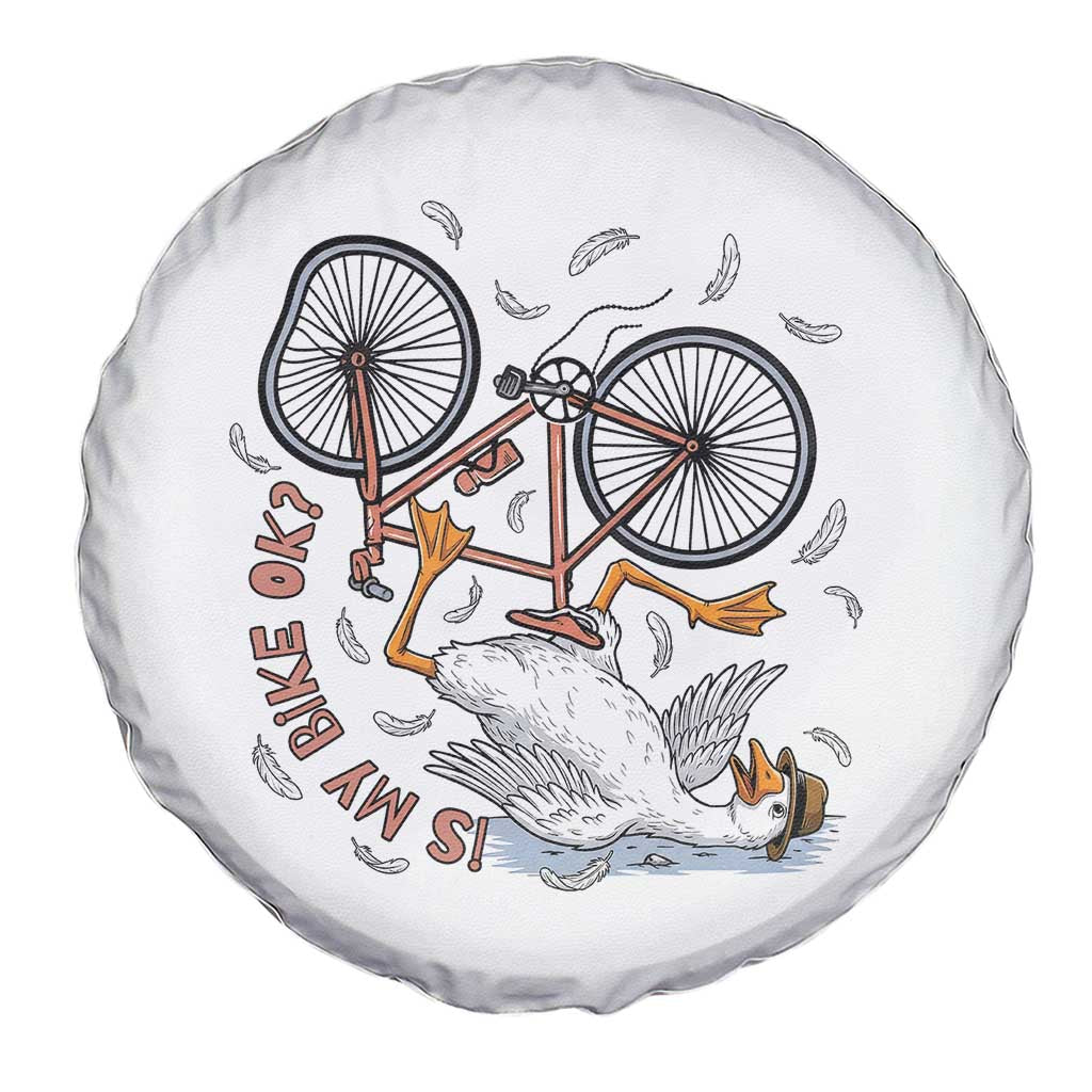 Funny Bike Crash Cycling Goose Lover Spare Tire Cover Is My Bike OK