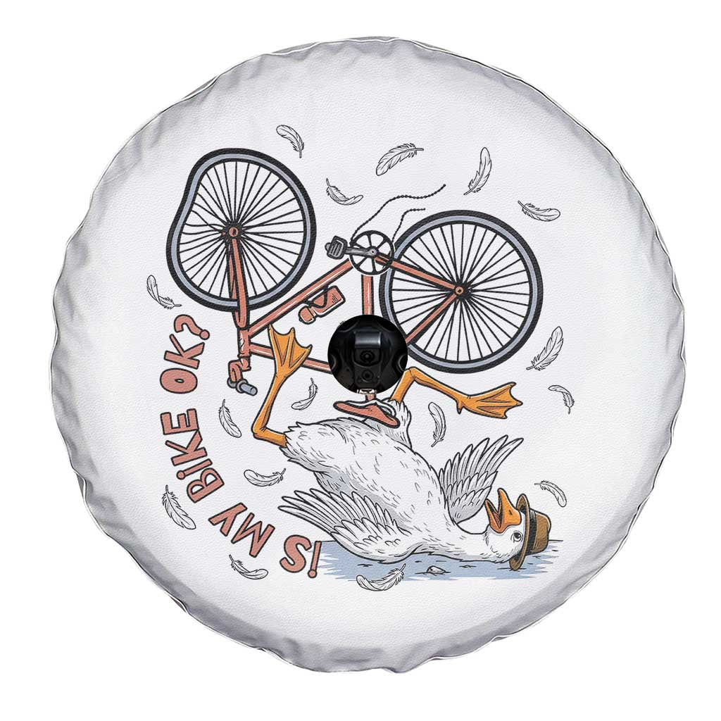 Funny Bike Crash Cycling Goose Lover Spare Tire Cover Is My Bike OK