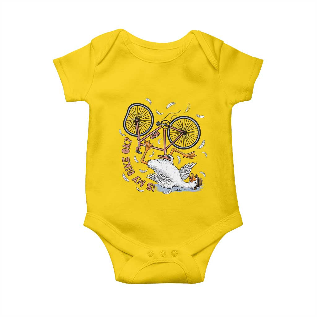 Funny Bike Crash Cycling Goose Lover Baby Onesie Is My Bike OK