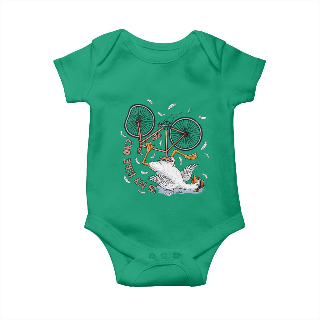 Funny Bike Crash Cycling Goose Lover Baby Onesie Is My Bike OK