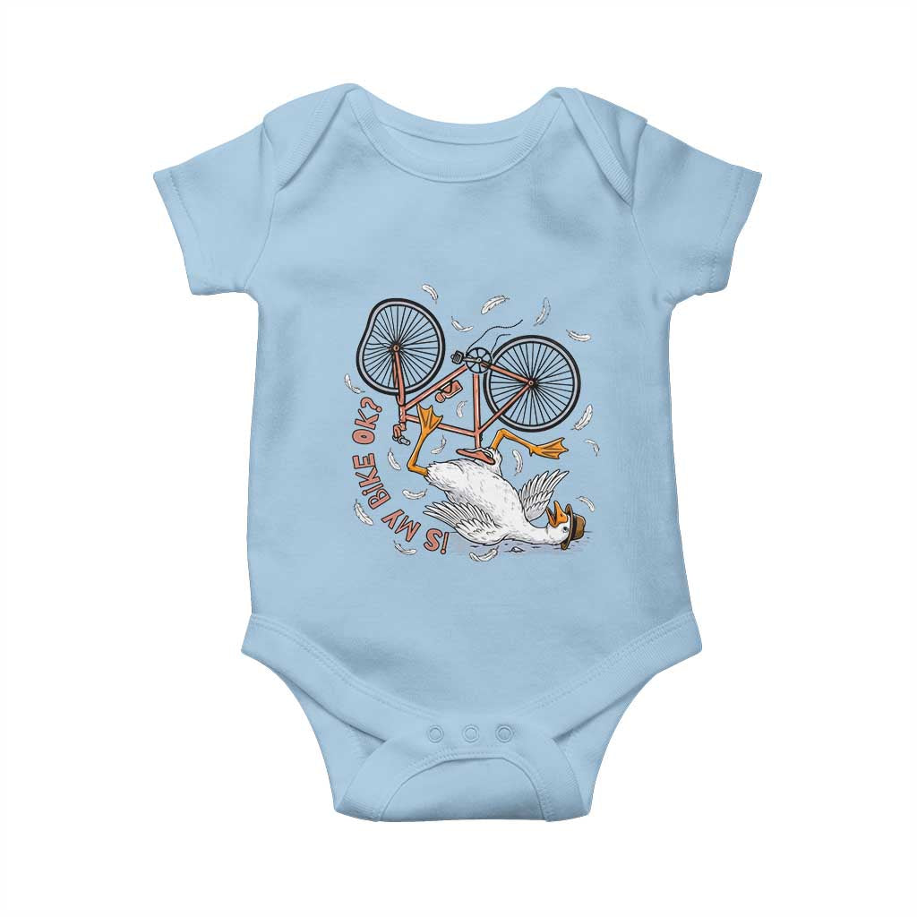 Funny Bike Crash Cycling Goose Lover Baby Onesie Is My Bike OK