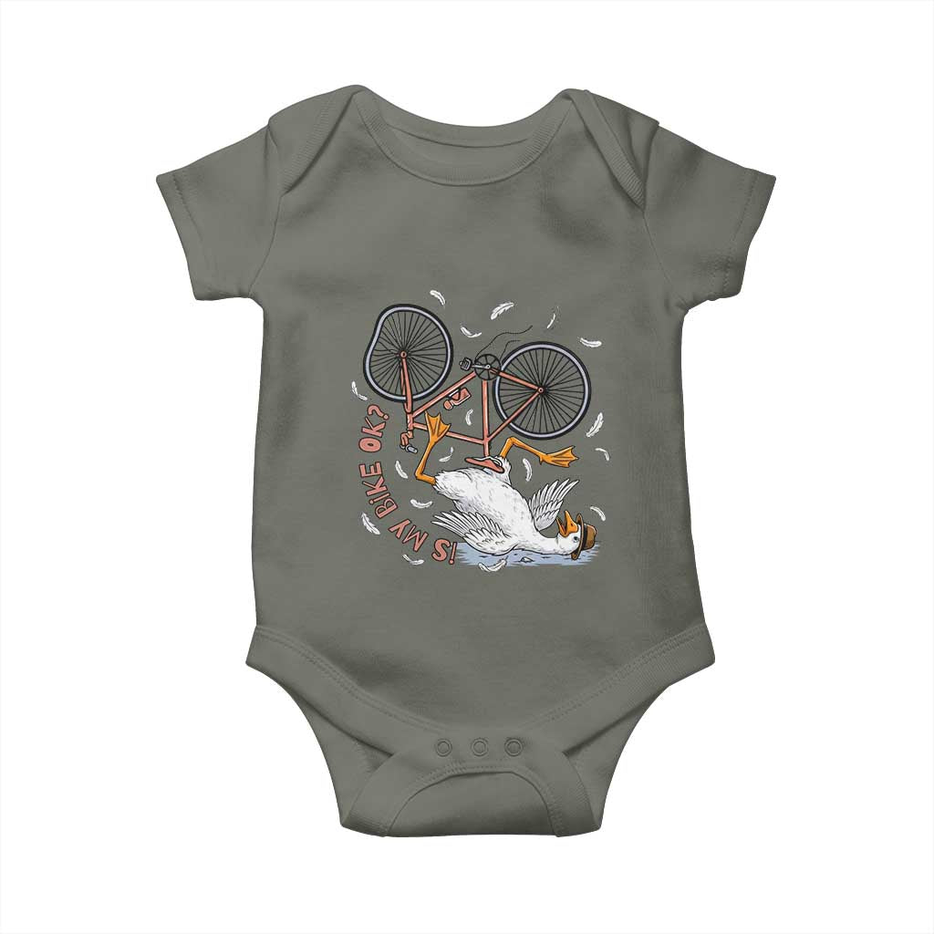 Funny Bike Crash Cycling Goose Lover Baby Onesie Is My Bike OK