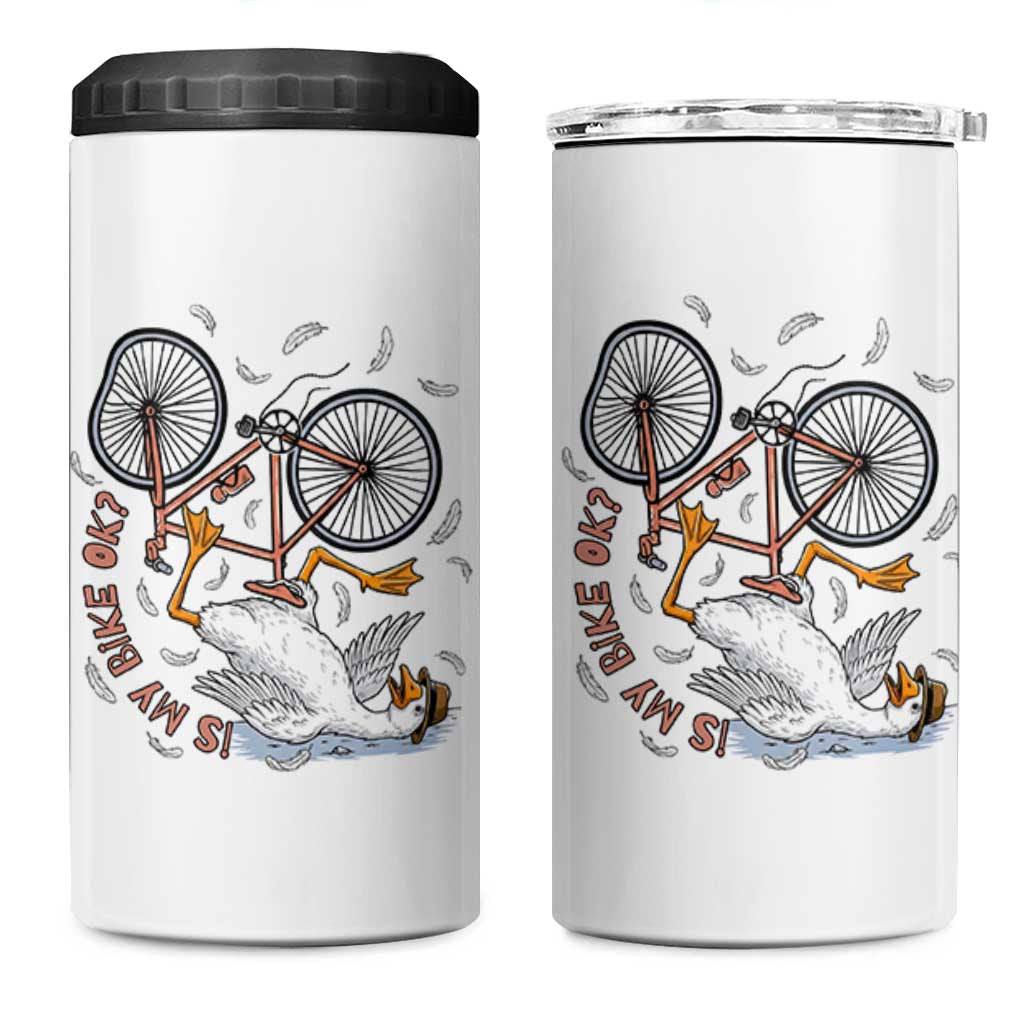 Funny Bike Crash Cycling Goose Lover 4 in 1 Can Cooler Tumbler Is My Bike OK