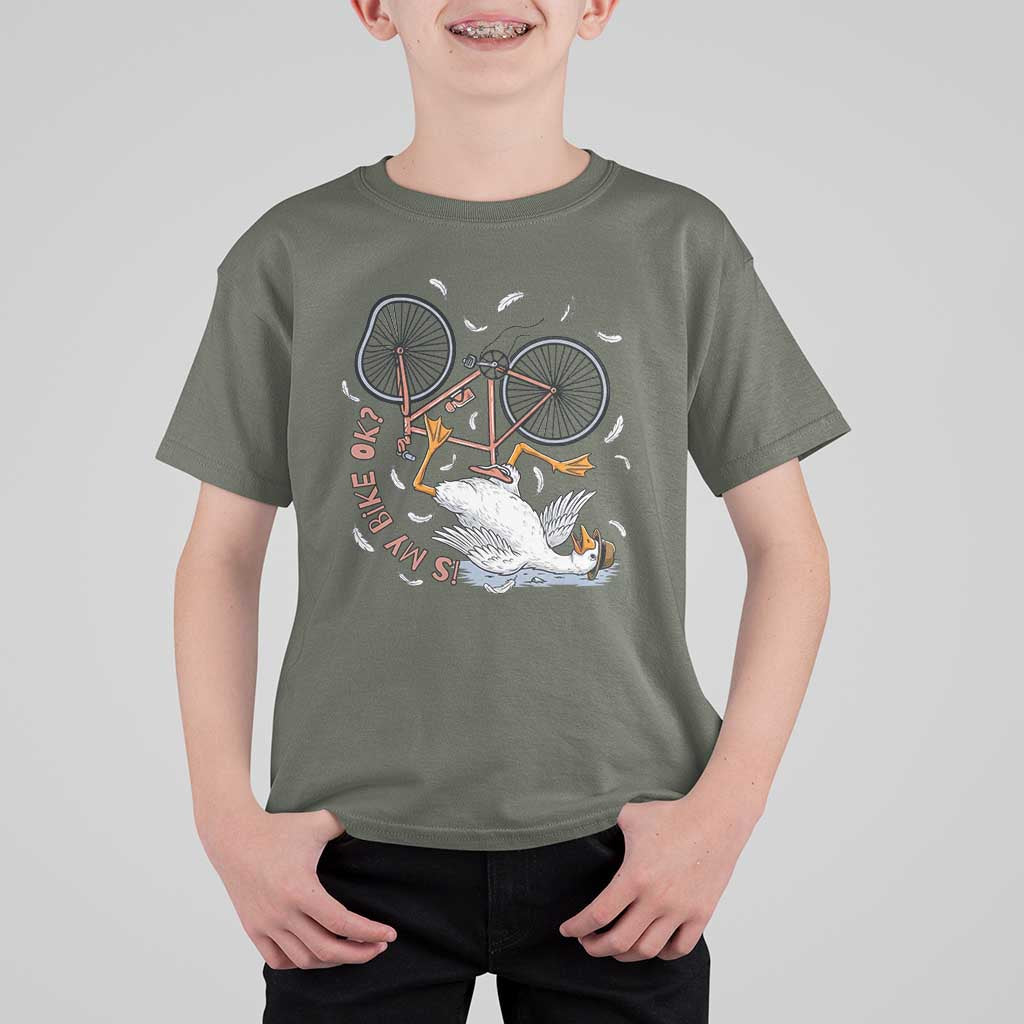 Funny Bike Crash Cycling Goose Lover T Shirt For Kid Is My Bike OK