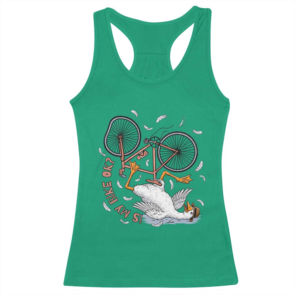Funny Bike Crash Cycling Goose Lover Racerback Tank Top Is My Bike OK