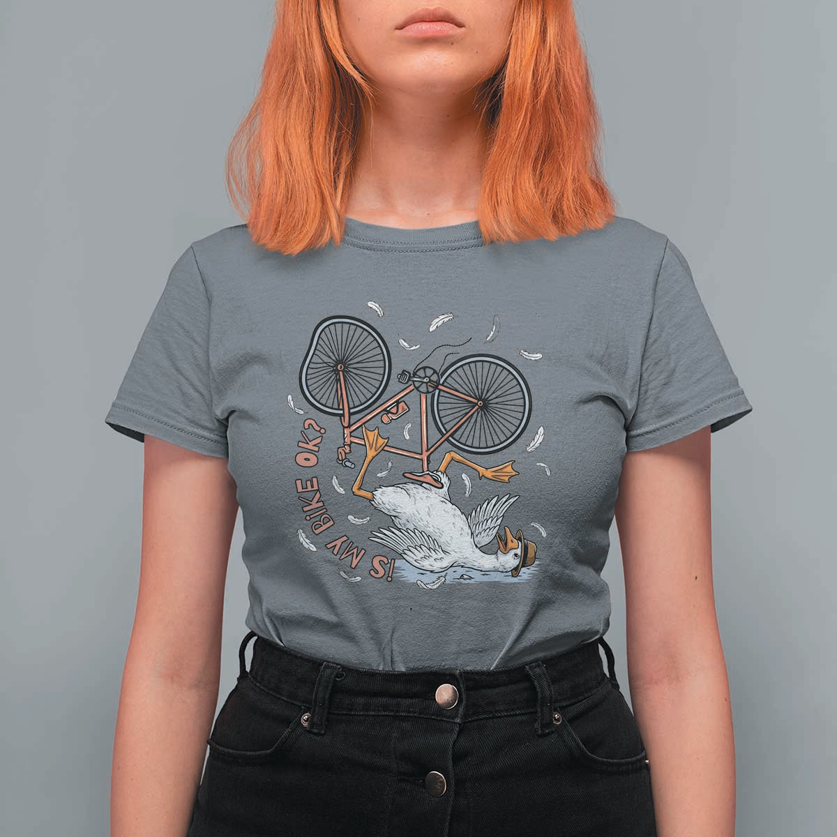Funny Bike Crash Cycling Goose Lover T Shirt For Women Is My Bike OK