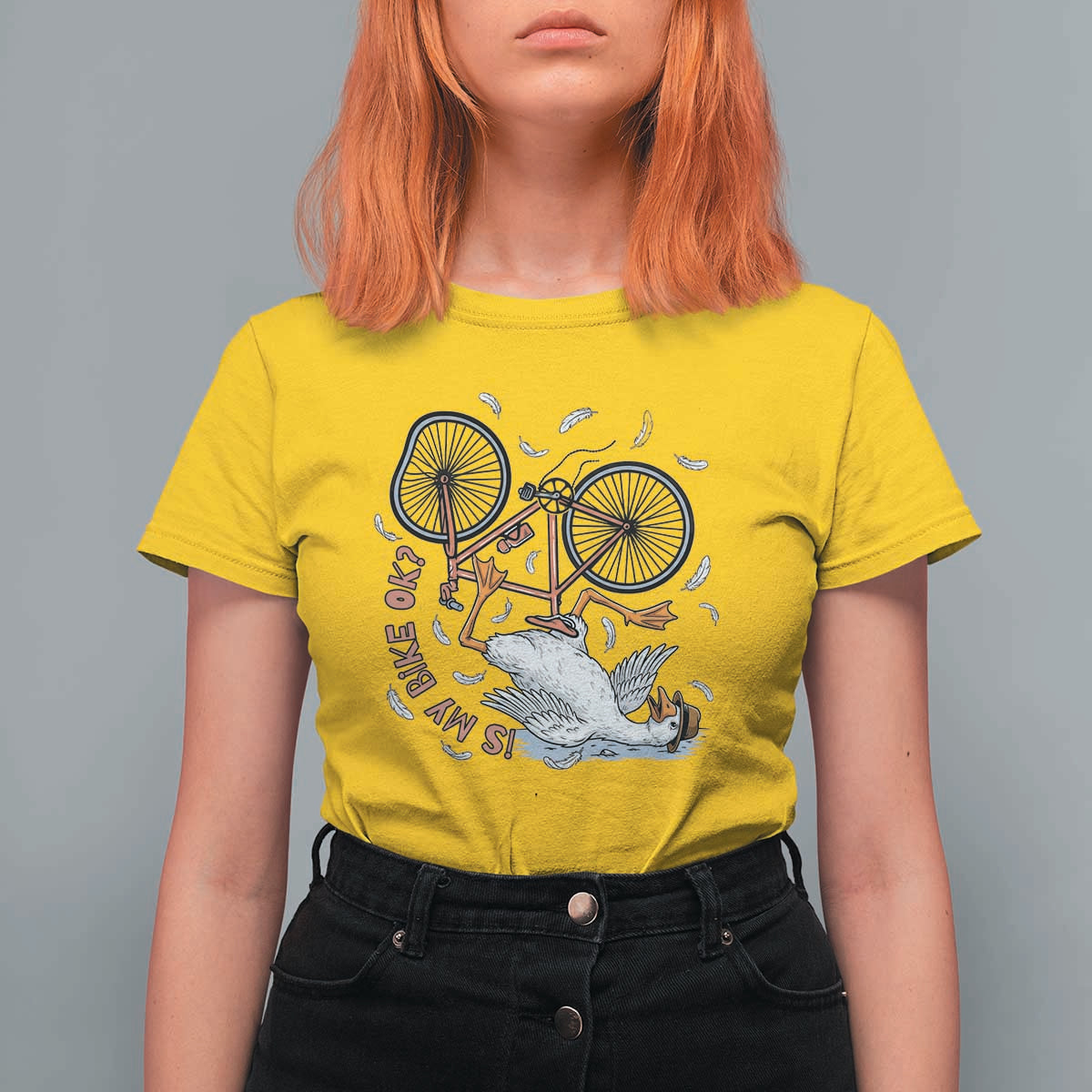 Funny Bike Crash Cycling Goose Lover T Shirt For Women Is My Bike OK