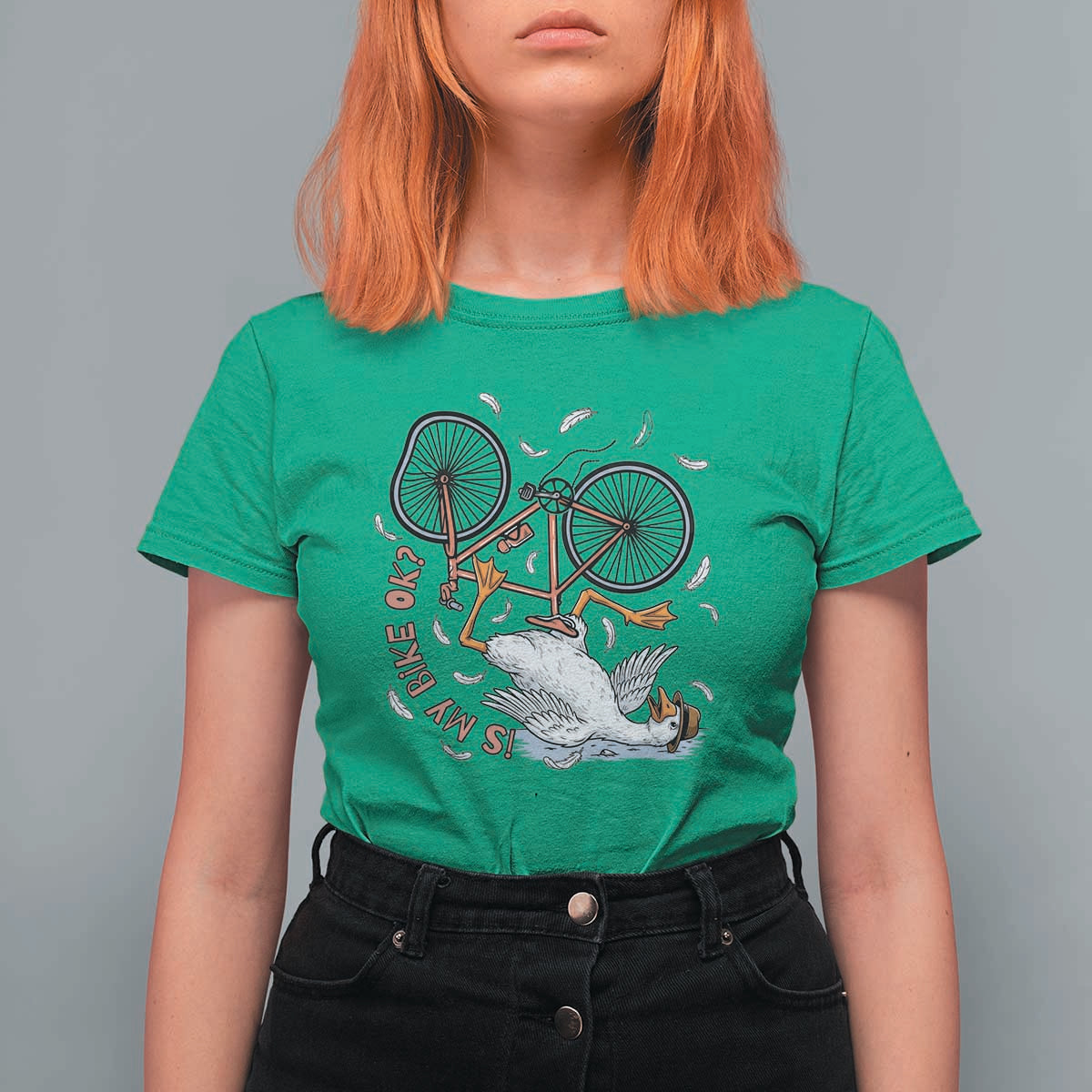 Funny Bike Crash Cycling Goose Lover T Shirt For Women Is My Bike OK