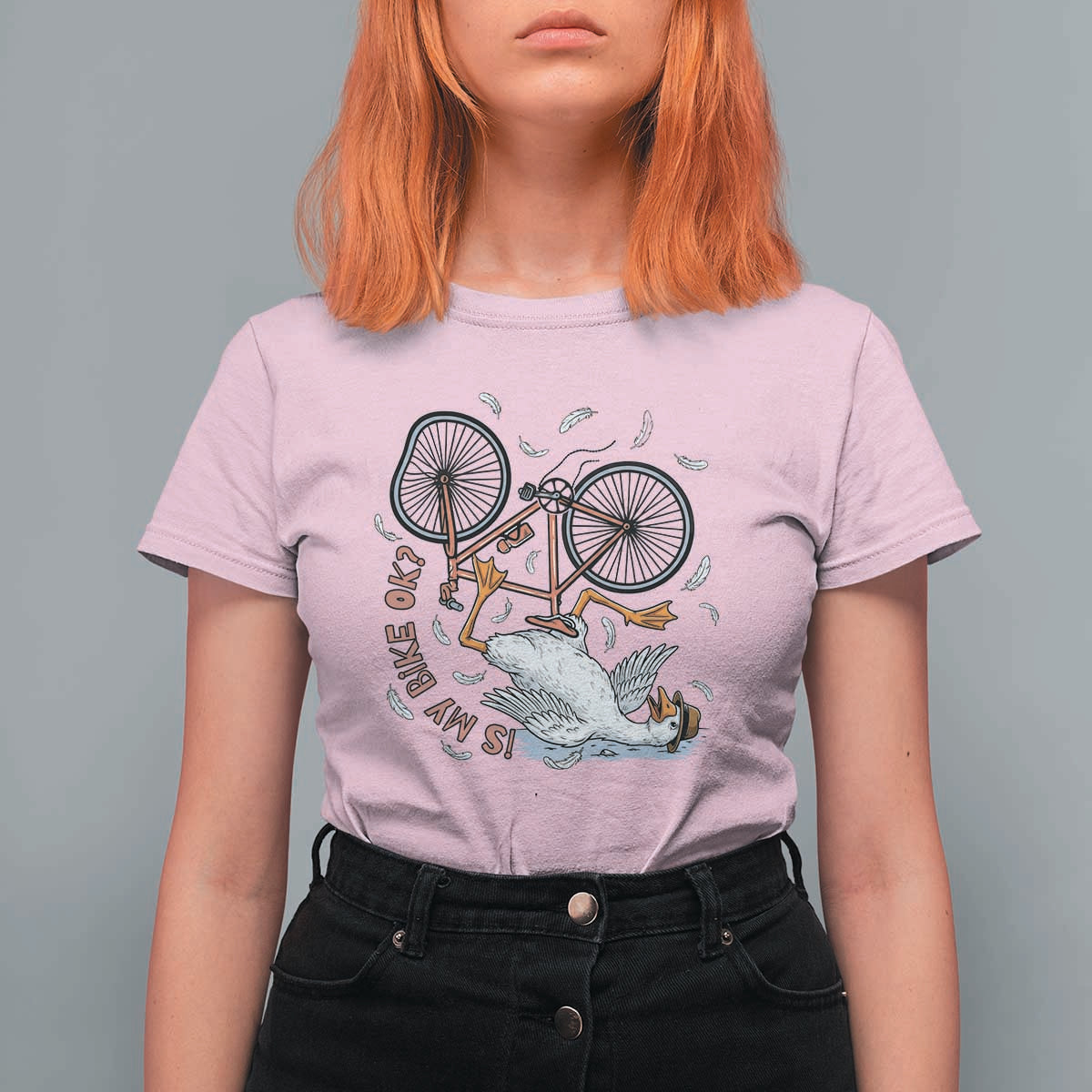 Funny Bike Crash Cycling Goose Lover T Shirt For Women Is My Bike OK