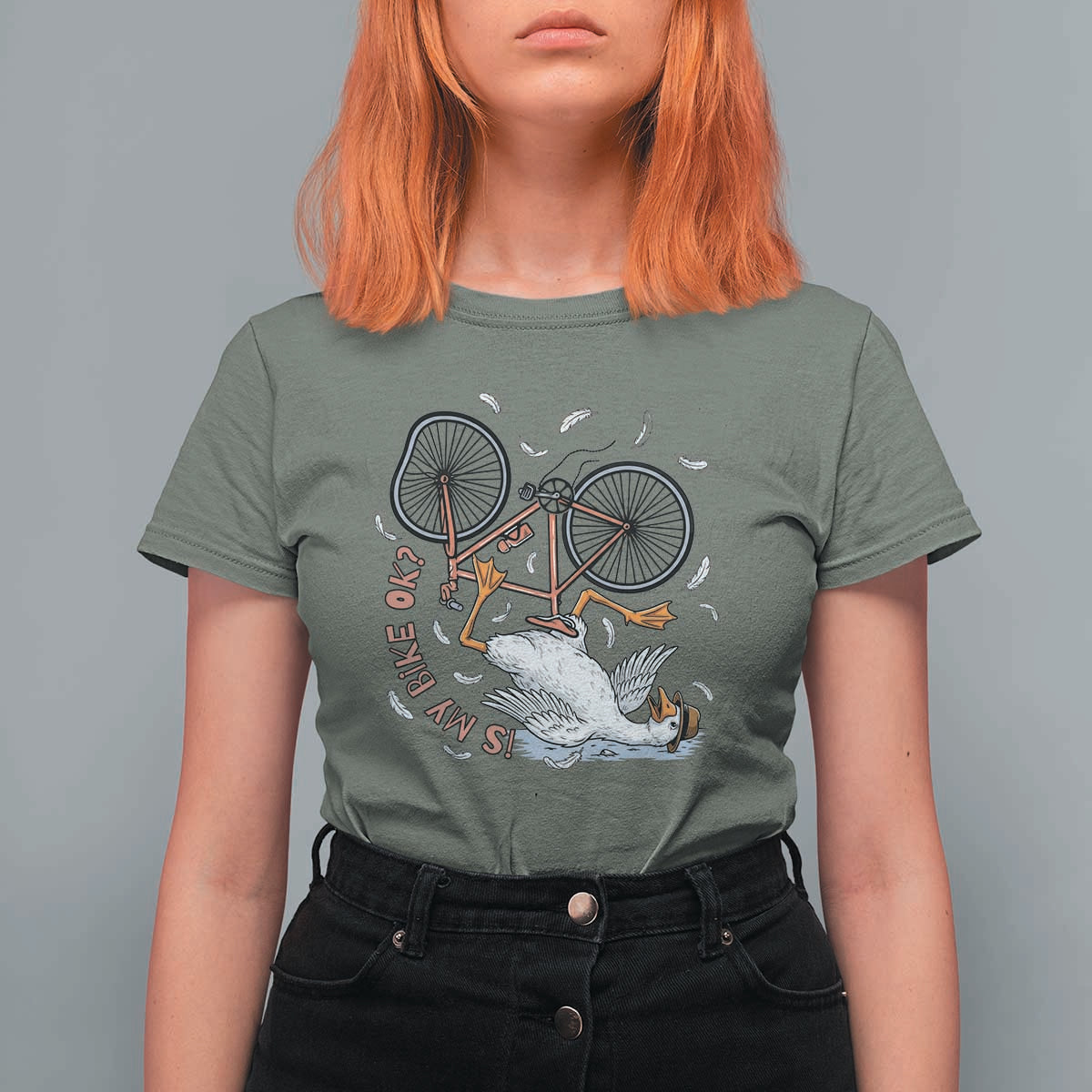 Funny Bike Crash Cycling Goose Lover T Shirt For Women Is My Bike OK