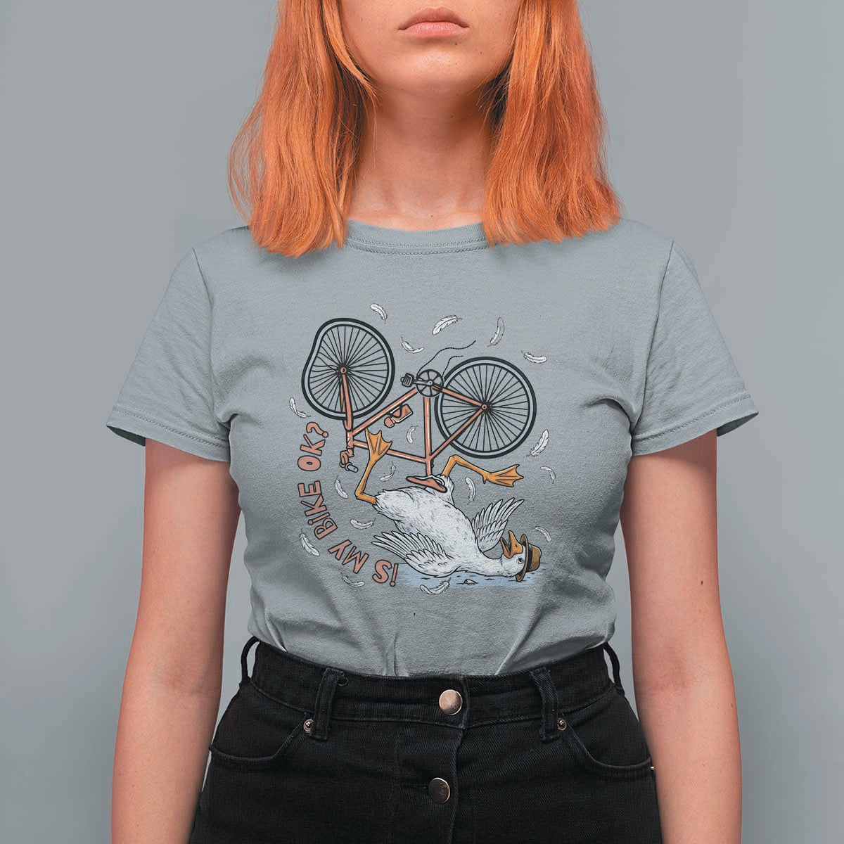 Funny Bike Crash Cycling Goose Lover T Shirt For Women Is My Bike OK
