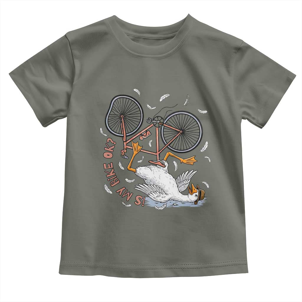 Funny Bike Crash Cycling Goose Lover Toddler T Shirt Is My Bike OK