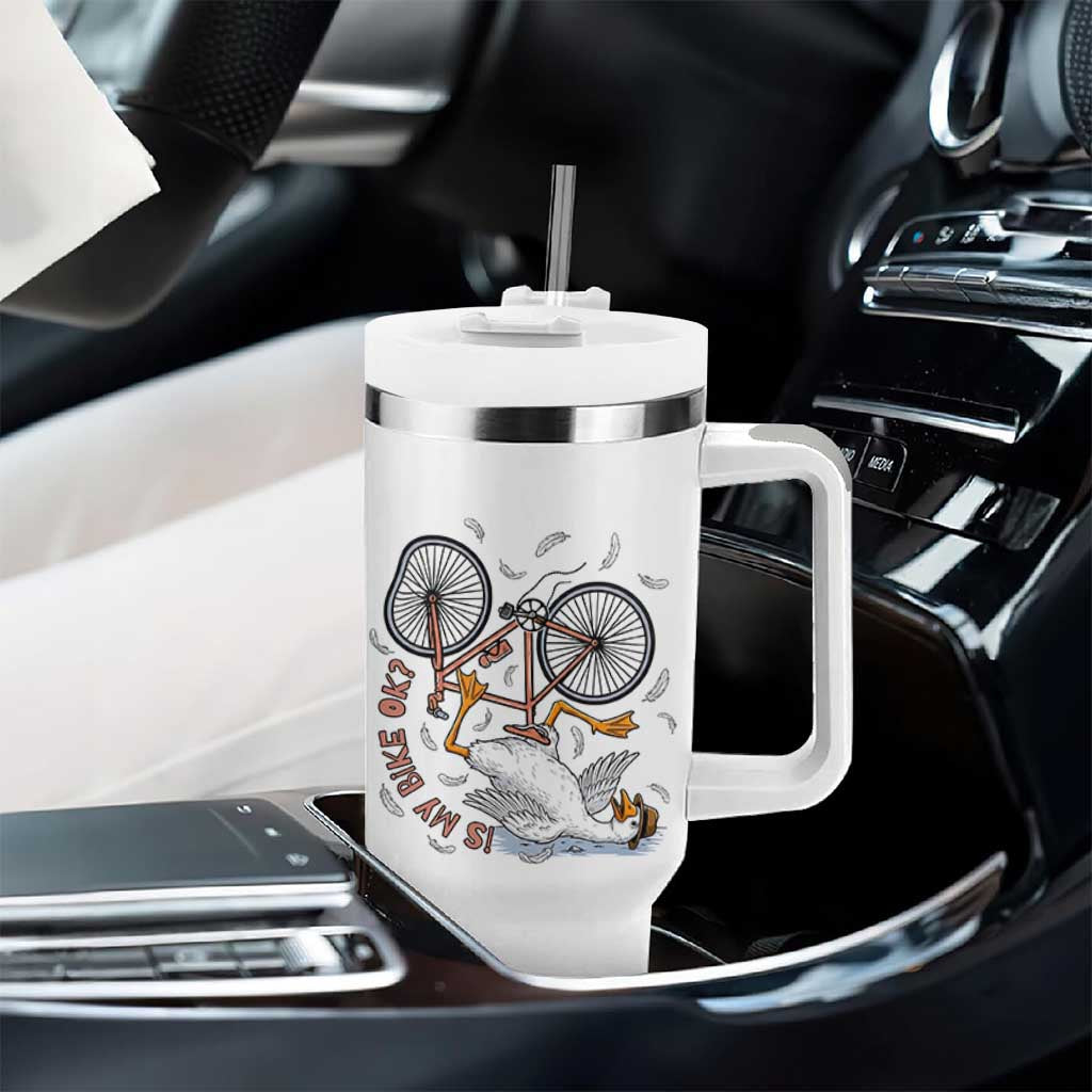 Funny Bike Crash Cycling Goose Lover Tumbler With Handle Is My Bike OK