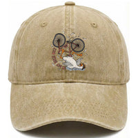 Funny Bike Crash Cycling Goose Lover Washed Cotton Baseball Cap Is My Bike OK