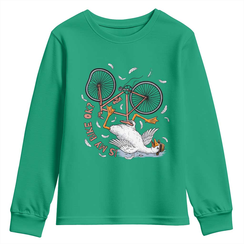 Funny Bike Crash Cycling Goose Lover Youth Sweatshirt Is My Bike OK