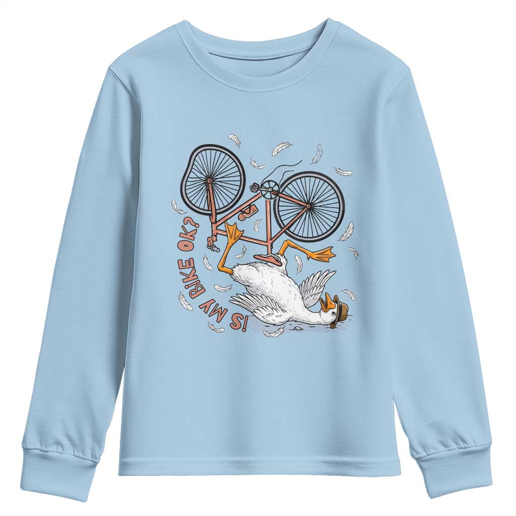 Funny Bike Crash Cycling Goose Lover Youth Sweatshirt Is My Bike OK