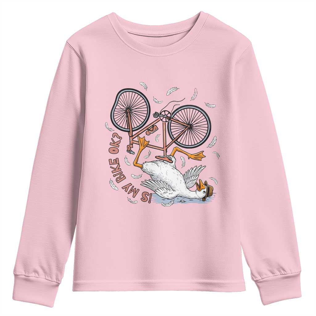Funny Bike Crash Cycling Goose Lover Youth Sweatshirt Is My Bike OK