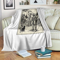 Funny Medieval Knight Boop Black Cat Throw Blanket Renaissance Fantasy Cat Lover