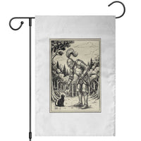 Funny Medieval Knight Boop Black Cat Garden Flag Renaissance Fantasy Cat Lover