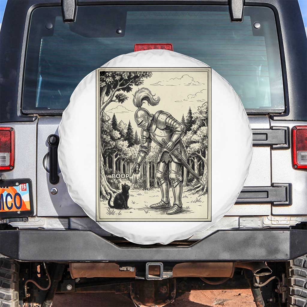 Funny Medieval Knight Boop Black Cat Spare Tire Cover Renaissance Fantasy Cat Lover