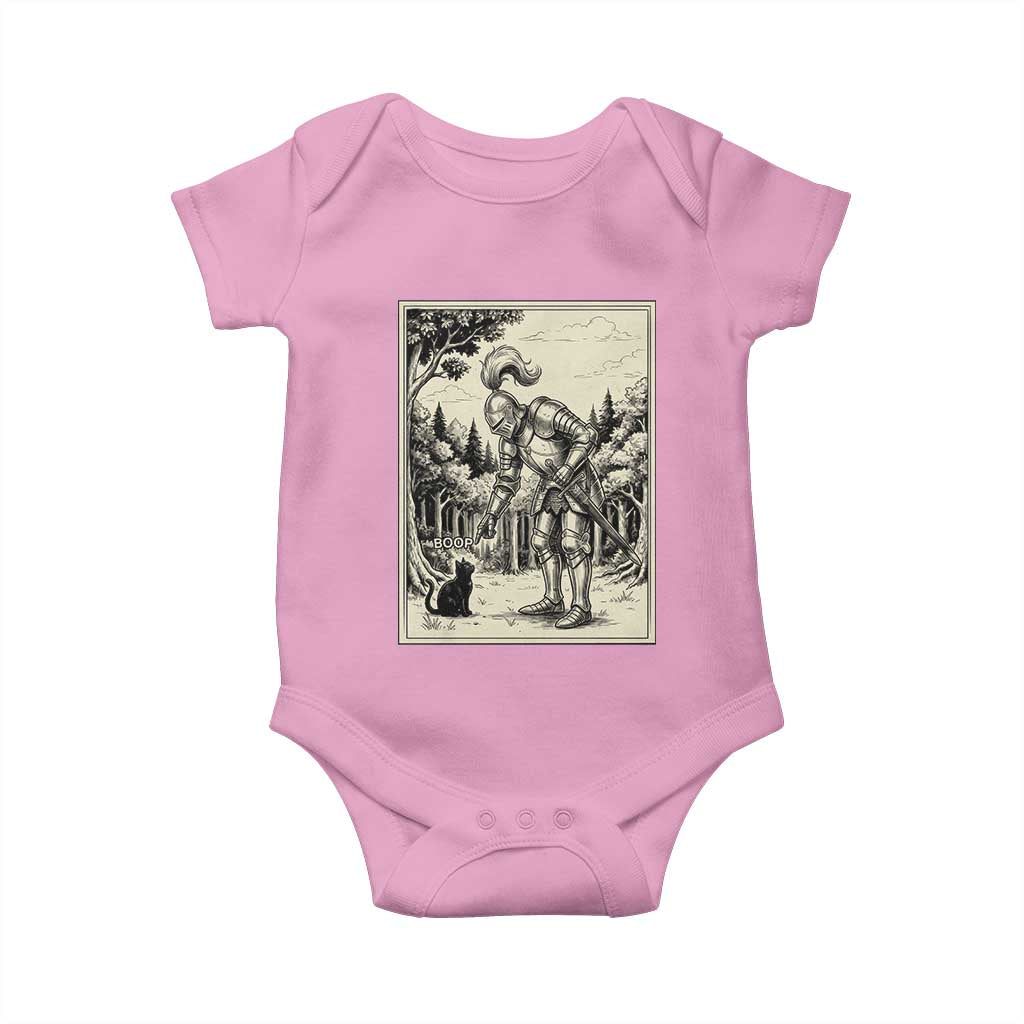 Funny Medieval Knight Boop Black Cat Baby Onesie Renaissance Fantasy Cat Lover