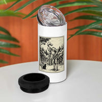 Funny Medieval Knight Boop Black Cat 4 in 1 Can Cooler Tumbler Renaissance Fantasy Cat Lover