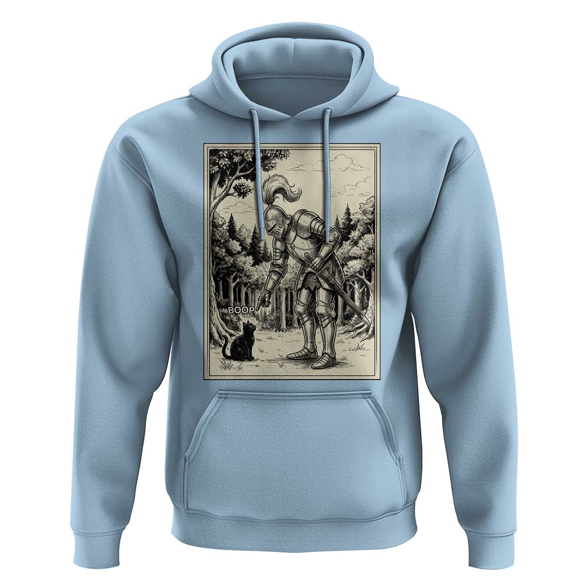 Funny Medieval Knight Boop Black Cat Hoodie Renaissance Fantasy Cat Lover