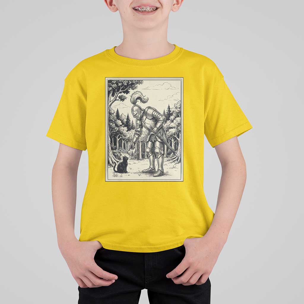 Funny Medieval Knight Boop Black Cat T Shirt For Kid Renaissance Fantasy Cat Lover
