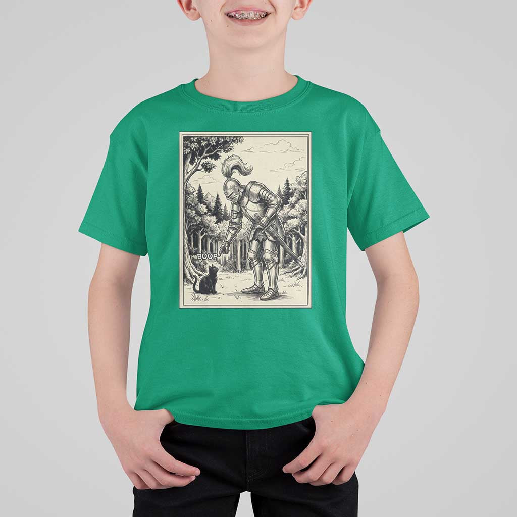 Funny Medieval Knight Boop Black Cat T Shirt For Kid Renaissance Fantasy Cat Lover