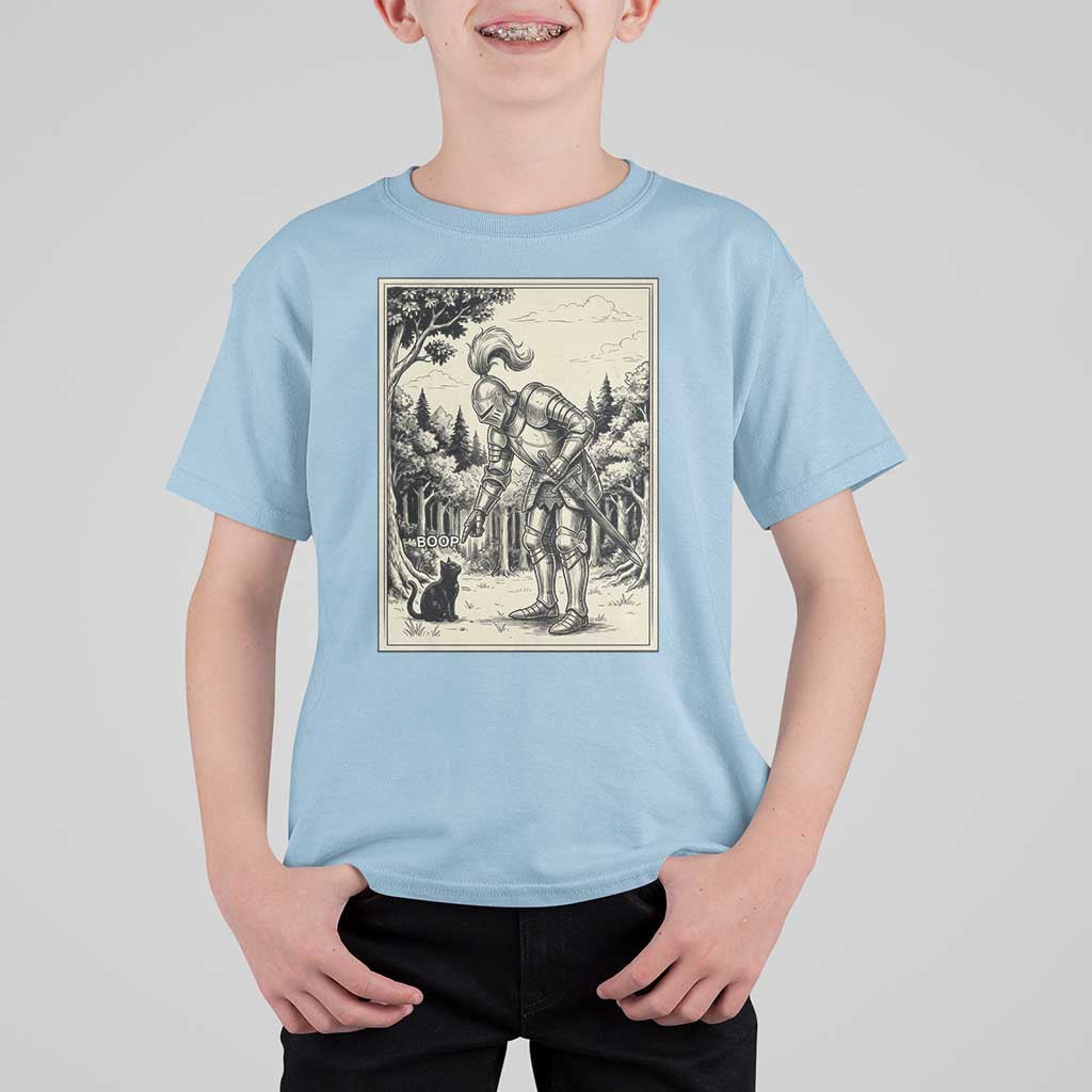 Funny Medieval Knight Boop Black Cat T Shirt For Kid Renaissance Fantasy Cat Lover